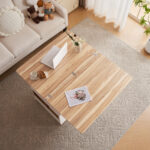 WLiftable multi-function coffee table - table top opens to 2 tables, large capacity,