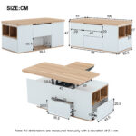 WLiftable multi-function coffee table - table top opens to 2 tables, large capacity, - Image 15