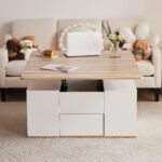 WLiftable multi-function coffee table - table top opens to 2 tables, large capacity, - Image 19