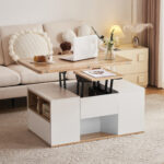 WLiftable multi-function coffee table - table top opens to 2 tables, large capacity, - Image 21