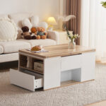 WLiftable multi-function coffee table - table top opens to 2 tables, large capacity, - Image 23