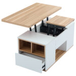 WLiftable multi-function coffee table - table top opens to 2 tables, large capacity, - Image 29