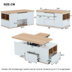 WLiftable multi-function coffee table - table top opens to 2 tables, large capacity, - Image 33