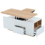 WLiftable multi-function coffee table - table top opens to 2 tables, large capacity, - Image 34