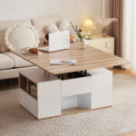 WLiftable multi-function coffee table - table top opens to 2 tables, large capacity, - Image 9
