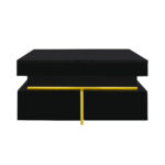 Coffee table, high-gloss living room table, side table with drawers and golden accents - Image 14