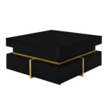 Konferenčný stolík, lesklý stolík do obývačky, odkladací stolík so zásuvkami a zlatými akcentmi – Obrázok 17