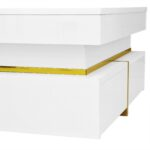 Coffee table, high-gloss living room table, side table with drawers and golden accents - Image 17