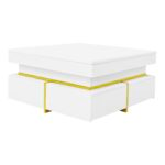 Coffee table, high-gloss living room table, side table with drawers and golden accents - Image 19