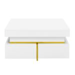 Coffee table, high-gloss living room table, side table with drawers and golden accents - Image 20