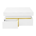 Coffee table, high-gloss living room table, side table with drawers and golden accents - Image 21