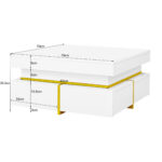 Coffee table, high-gloss living room table, side table with drawers and golden accents - Image 3