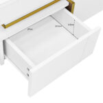 Coffee table, high-gloss living room table, side table with drawers and golden accents - Image 4