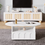 Coffee table, cloud-shaped coffee table with drawers and storage compartments. - Image 3