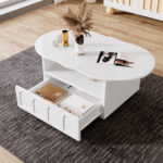 Coffee table, cloud-shaped coffee table with drawers and storage compartments. - Image 4