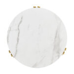 Modulated coffee table set, marble look, gold metal frame, round tables in two sizes - Image 12