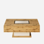 Coffee table, living room table with color-changing LED light, with glass, side table with two drawe - Image 22