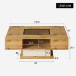 Coffee table, living room table with color-changing LED light, with glass, side table with two drawe - Image 7
