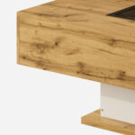 Coffee table, living room table with color-changing LED light, with glass, side table with two drawe - Image 8