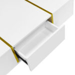 White coffee table with high gloss, modern and simple, with 2 drawers - Image 12
