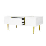 White coffee table with high gloss, modern and simple, with 2 drawers - Image 15