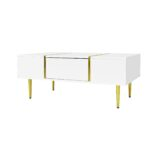 White coffee table with high gloss, modern and simple, with 2 drawers - Image 18