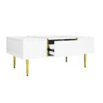 White coffee table with high gloss, modern and simple, with 2 drawers - Image 19
