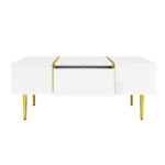 White coffee table with high gloss, modern and simple, with 2 drawers - Image 20