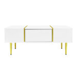 White coffee table with high gloss, modern and simple, with 2 drawers - Image 22