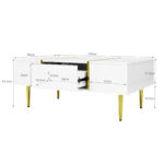 White coffee table with high gloss, modern and simple, with 2 drawers - Image 4