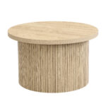Coffee table, double round table, side table with natural wood slats. Multifunctional living room ta - Image 10