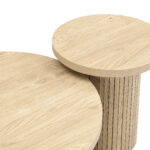 Coffee table, double round table, side table with natural wood slats. Multifunctional living room ta - Image 13