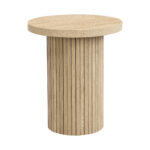 Coffee table, double round table, side table with natural wood slats. Multifunctional living room ta - Image 17