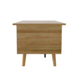 Elegant coffee table with raisable tabletop and rattan doors, wood color with black accents, ideal f - Image 15