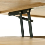 Raisable coffee table, coffee table with curved wooden sides, extendable shelf, raisable table top, - Image 13