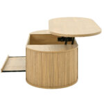 Raisable coffee table, coffee table with curved wooden sides, extendable shelf, raisable table top, - Image 16