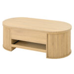 Raisable coffee table, coffee table with curved wooden sides, extendable shelf, raisable table top, - Image 18