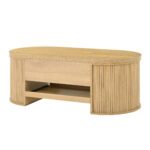Raisable coffee table, coffee table with curved wooden sides, extendable shelf, raisable table top, - Image 19