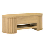 Raisable coffee table, coffee table with curved wooden sides, extendable shelf, raisable table top, - Image 20