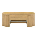 Raisable coffee table, coffee table with curved wooden sides, extendable shelf, raisable table top, - Image 22