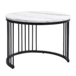 Elegant 2-piece, white coffee table set in nest shape, 60*60*45.5cm & 50*50*32cm, round tables with - Image 16
