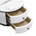 Elegant 2-piece, white coffee table set in nest shape, 60*60*45.5cm & 50*50*32cm, round tables with - Image 21