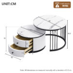Elegant 2-piece, white coffee table set in nest shape, 60*60*45.5cm & 50*50*32cm, round tables with - Image 26