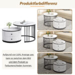 Elegant 2-piece, white coffee table set in nest shape, 60*60*45.5cm & 50*50*32cm, round tables with - Image 27