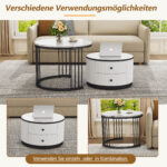 Elegant 2-piece, white coffee table set in nest shape, 60*60*45.5cm & 50*50*32cm, round tables with - Image 33