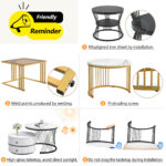 Elegant 2-piece, white coffee table set in nest shape, 60*60*45.5cm & 50*50*32cm, round tables with - Image 36