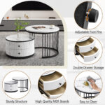 Elegant 2-piece, white coffee table set in nest shape, 60*60*45.5cm & 50*50*32cm, round tables with - Image 37
