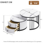 Elegant 2-piece, white coffee table set in nest shape, 60*60*45.5cm & 50*50*32cm, round tables with - Image 51