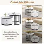 Elegant 2-piece, white coffee table set in nest shape, 60*60*45.5cm & 50*50*32cm, round tables with - Image 54