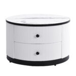 Elegant 2-piece, white coffee table set in nest shape, 60*60*45.5cm & 50*50*32cm, round tables with - Image 64